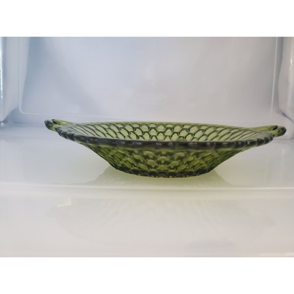 Vintage  Green honeycomb Indiana glass two handled relish dish - Picture 3 of 7
